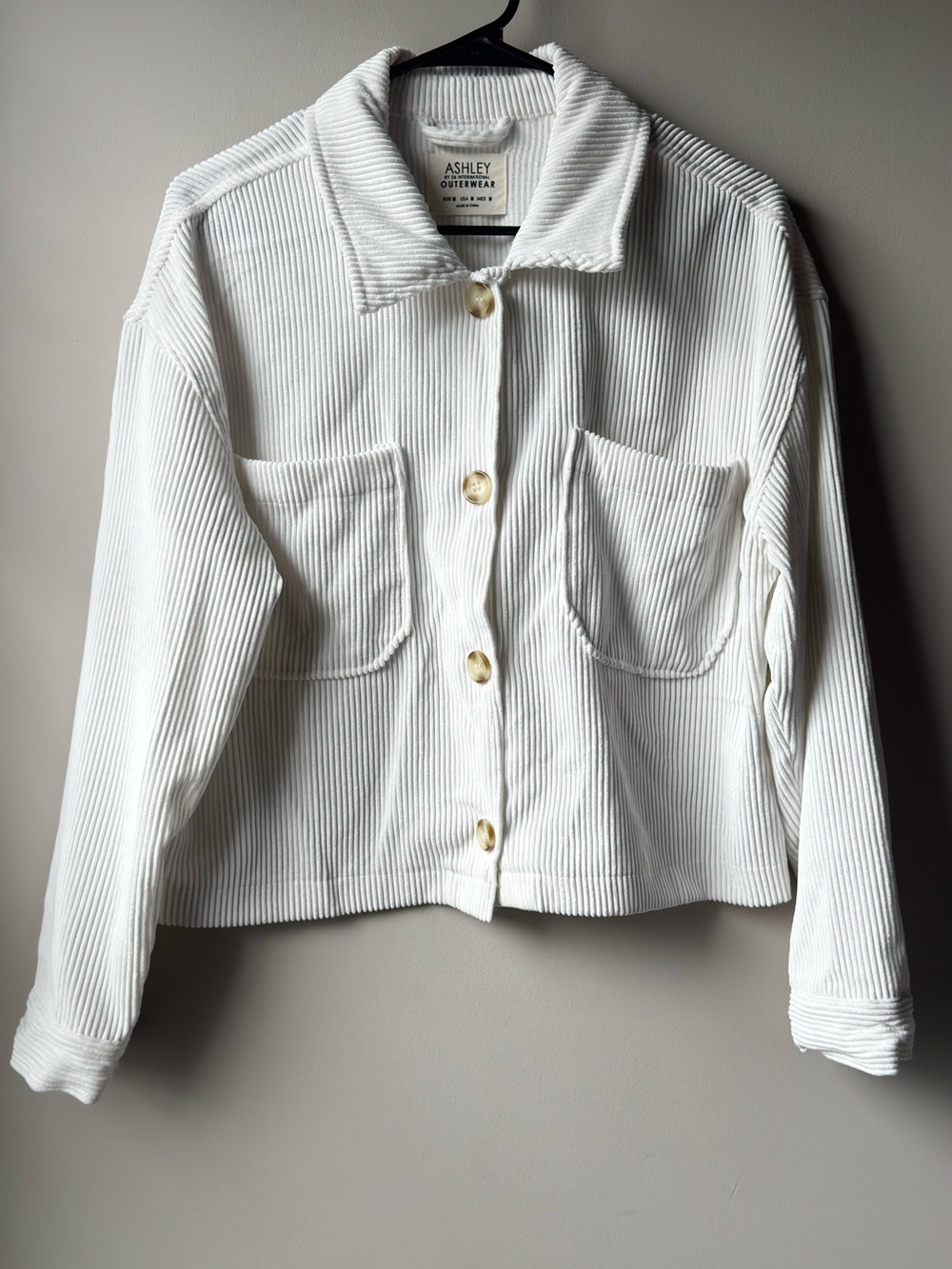 Ashley Ribbed Button Front Shacket Jacket Size M